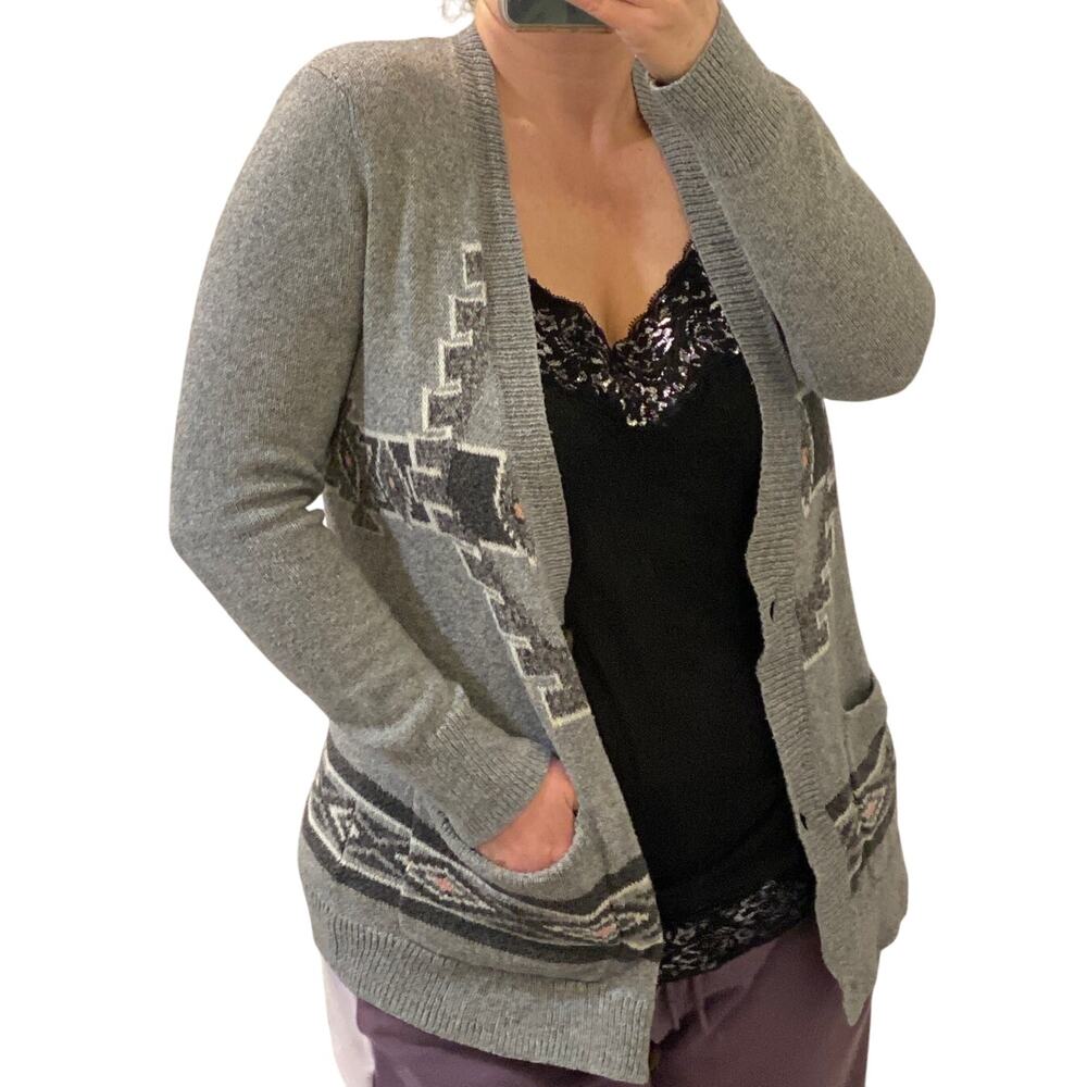 Hollister Aztec Y2K Cardigan Sweater Womens Size L Bella Swan Grandpa Core Boho